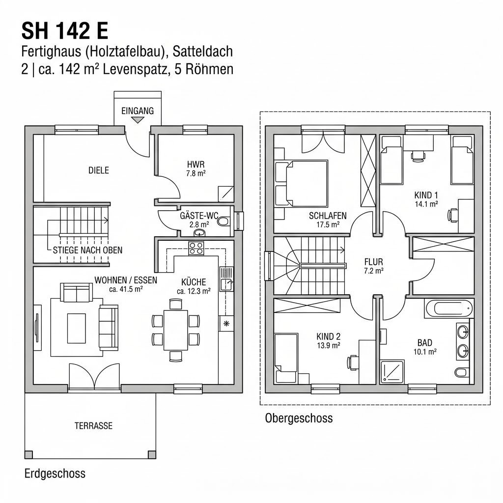 Grundriss SH 142 E von ScanHaus Marlow