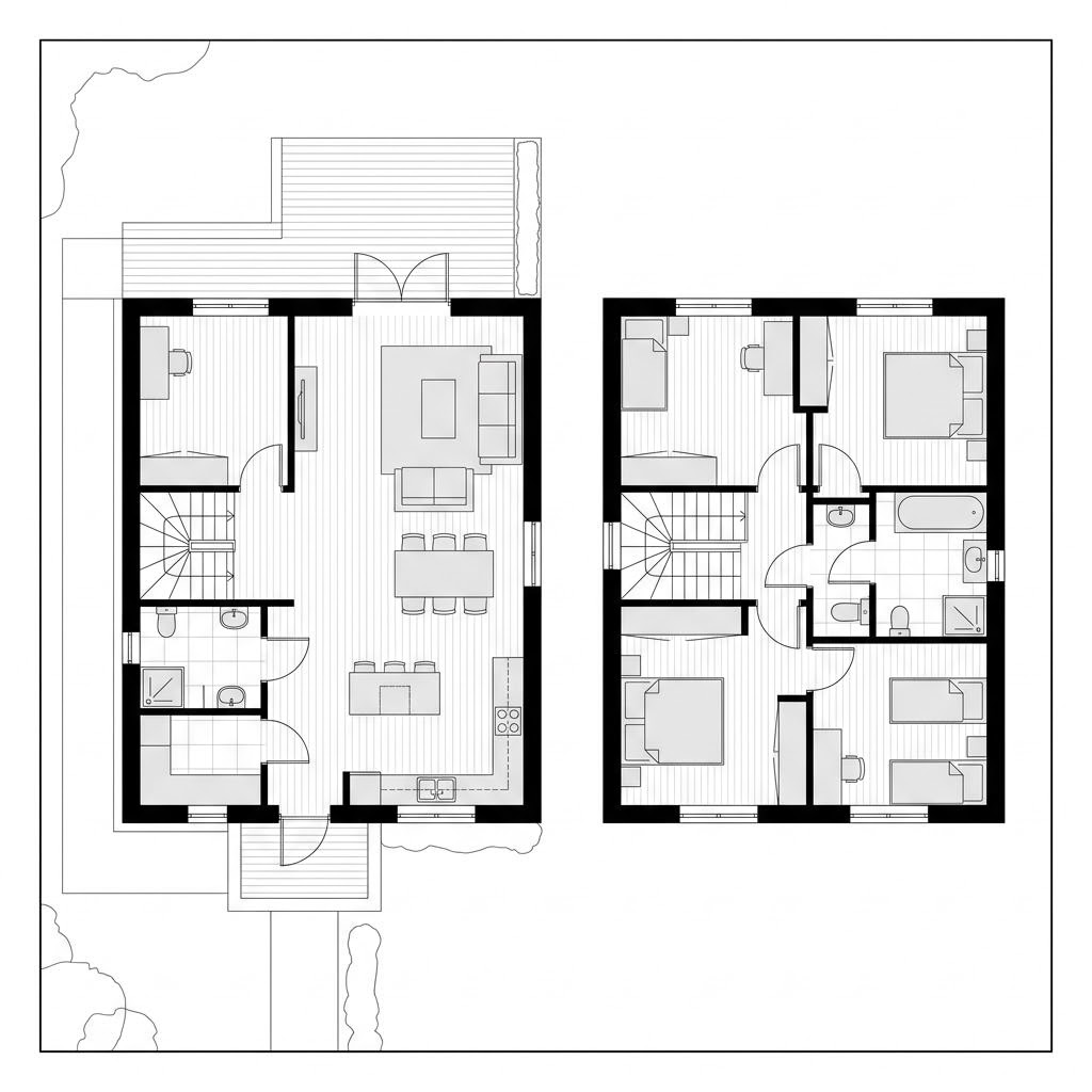 Grundriss Schwedenhaus SH 145 N von ScanHaus Marlow