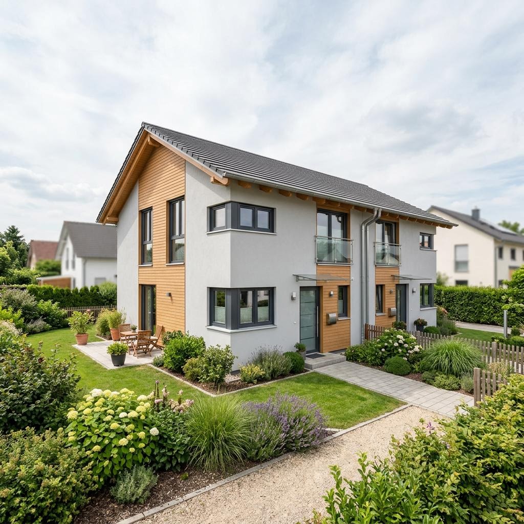 Doppelhaushälfte Twin SH 104 Ausbau von ScanHaus Marlow — Satteldach, 104 m² für schmale Grundstücke