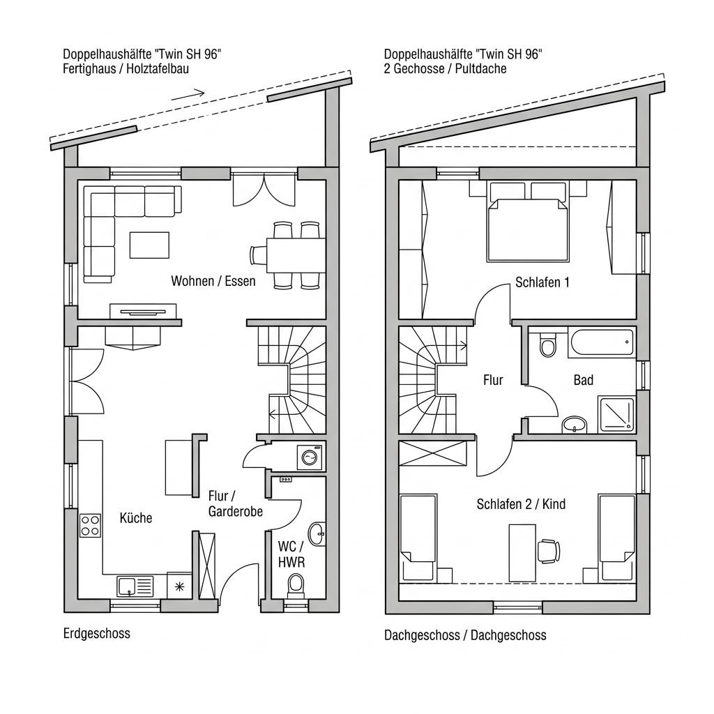 Grundriss Twin SH 96 von ScanHaus Marlow