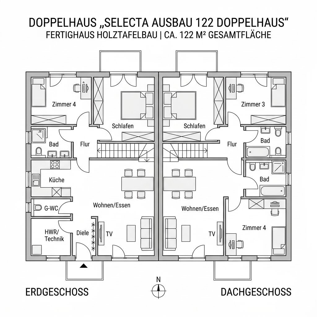 Grundriss Selecta Ausbau 122 Doppelhaus von Schwabenhaus