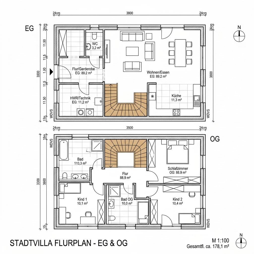 Stadtvilla Selection-E 178 E4 von Schwabenhaus — Fertighaus mit rund 178 m²