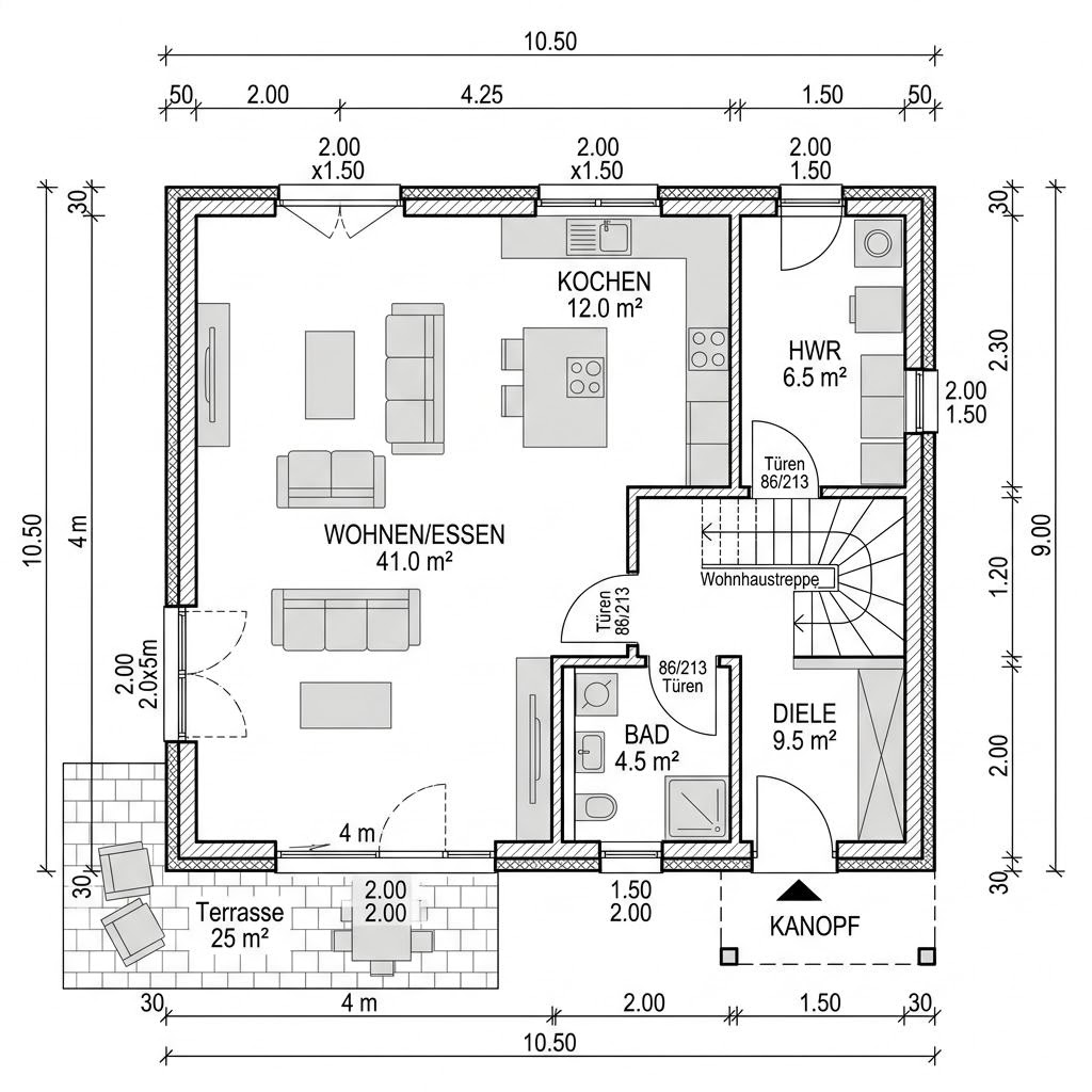 Kubushaus Flair 160 von SchwörerHaus mit Flachdach — kubisches Fertighaus im Bauhausstil mit 160 m²