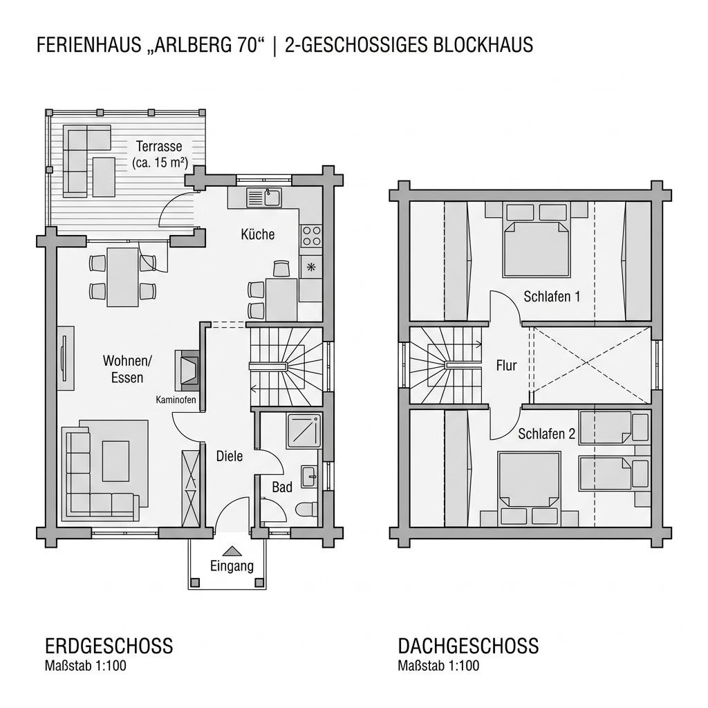 Grundriss Arlberg 70 von Sonnleitner Holzbauwerke — 70 m², 3 Zimmer