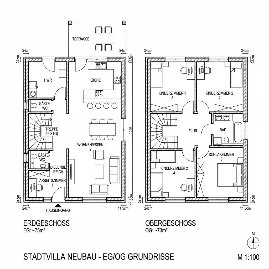 Stadtvilla Stadthaus Carree 148 von Albert Haus — Fertighaus in Holztafelbau mit rund 148 m²