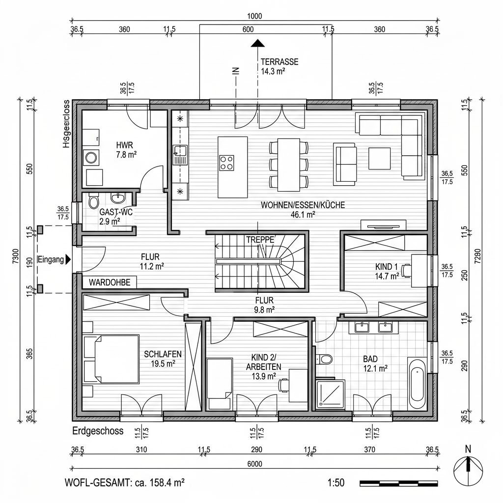 Stadtvilla Vita Classic 158 Stadtvilla von allkauf haus — Fertighaus mit rund 158 m²