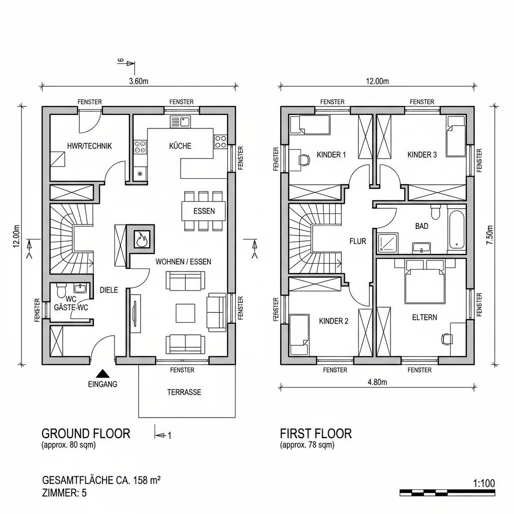 Stadtvilla FANTASTIC Walm 158 von Bien-Zenker — Holztafelbau mit Walmdach und rund 158 m²