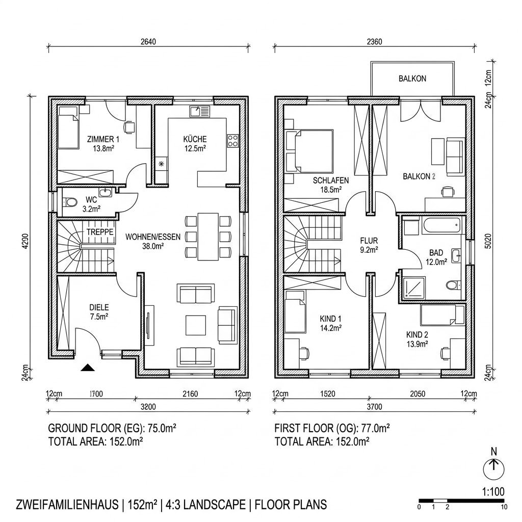 Stadtvilla Planungsbeispiel 152H20 von Bio-Solar-Haus — Stadtvilla in Haus-im-Haus-Bauweise
