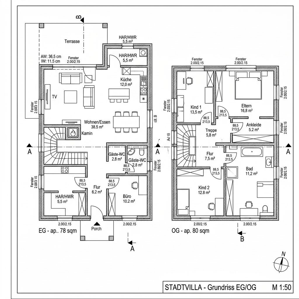 Stadtvilla Stadtvilla Cubus 158 von Büdenbender Hausbau — Fertighaus mit rund 158 m²