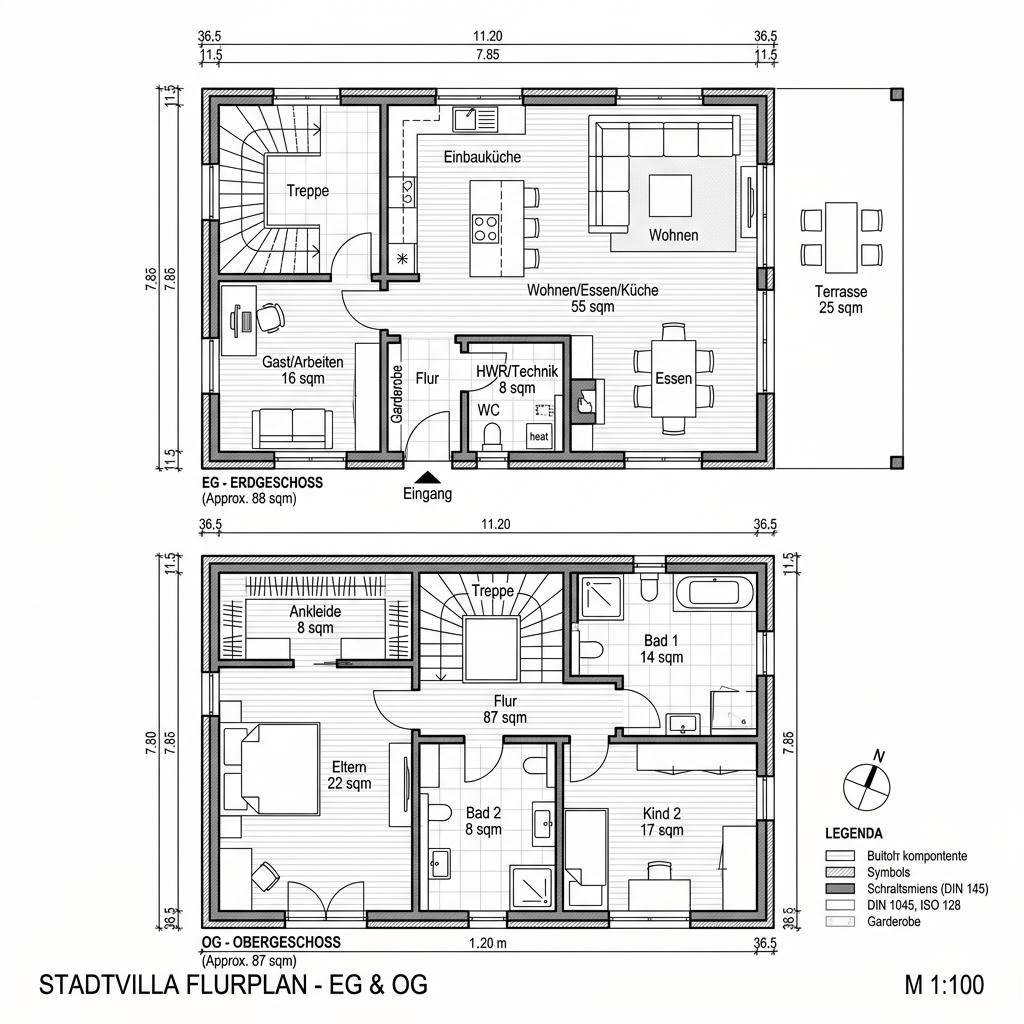 Stadtvilla Villa Lucente 175 von DAVINCI HAUS — Fertighaus mit rund 175 m²