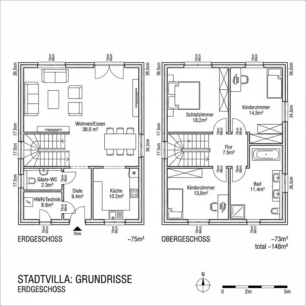 Stadtvilla Villa Sereno 148 von DAVINCI HAUS — Fertighaus mit rund 148 m²