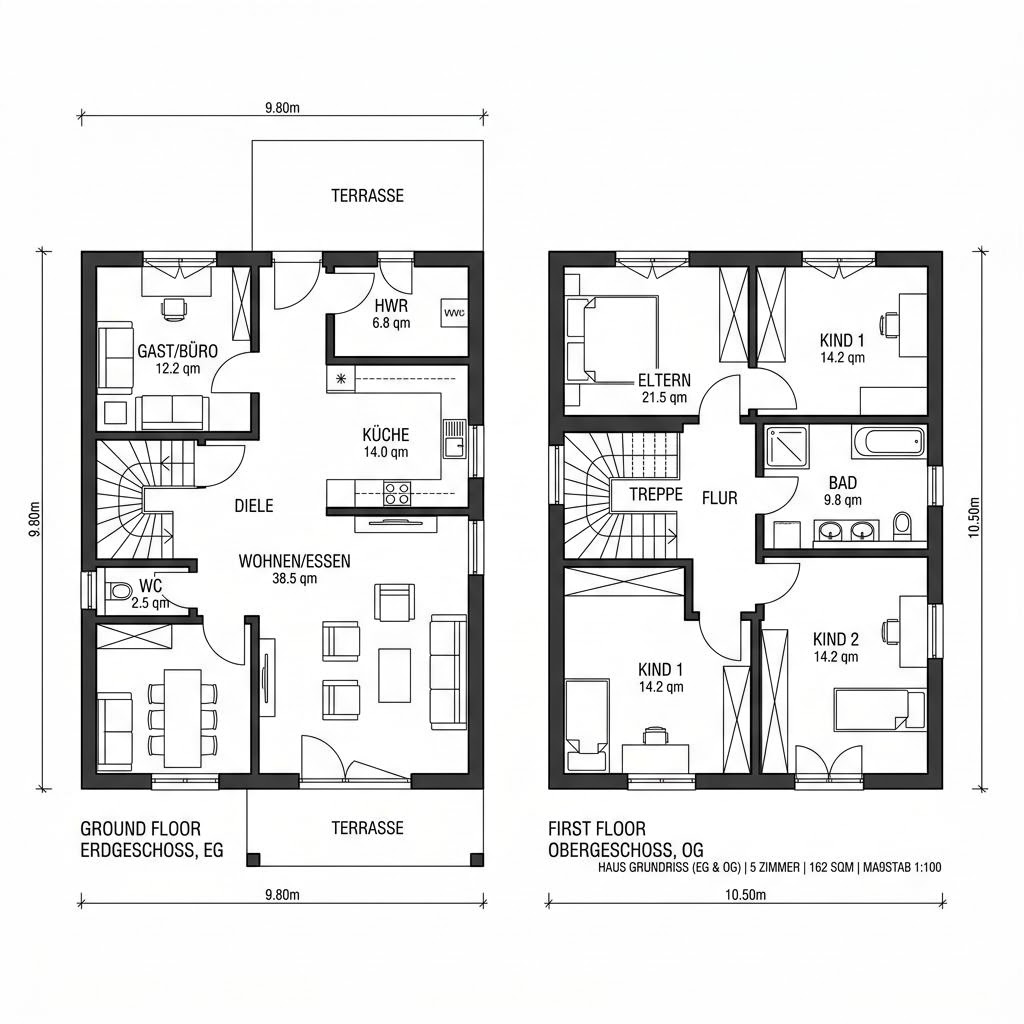 Stadtvilla Modern 162 von Econ Das Haus — Massivhaus mit Walmdach