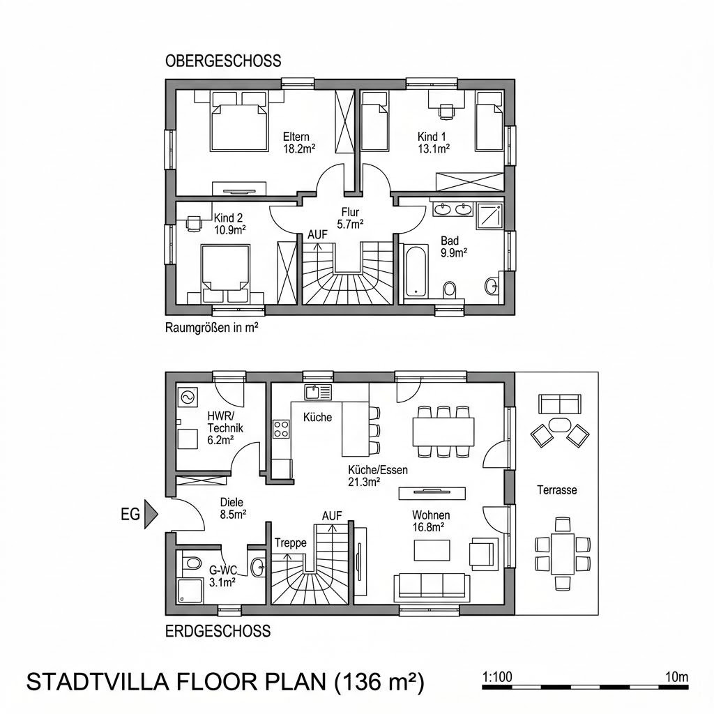 Stadtvilla Stadtvilla Suhl von Econ Das Haus — Massivhaus mit rund 136 m²