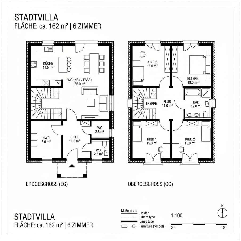 Stadtvilla Stadtvilla Walm 162 von FIBAV Massivhaus — Massivhaus im Mauerwerk mit rund 162 m²