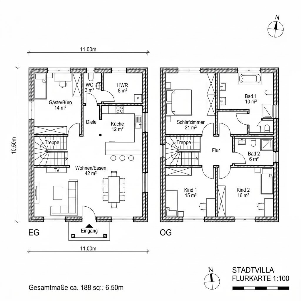 Stadtvilla City 188 von Hanlo Haus — Fertighaus mit rund 188 m²