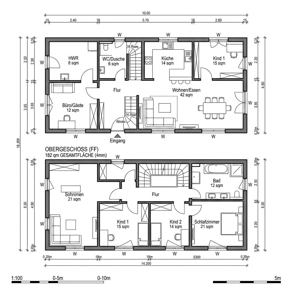 Stadtvilla VARIANT 182 von Hanse Haus — Holztafelbau mit Walmdach und rund 182 m²