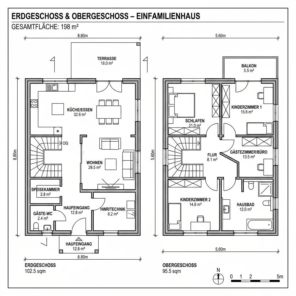 Stadtvilla VARIANT 198 von Hanse Haus — Holztafelbau mit Walmdach und rund 198 m²