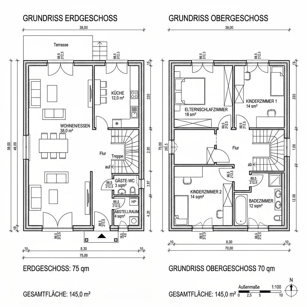 Stadtvilla MODERN 145 von Hartl Haus — Echtholz-Fertighaus mit Walmdach und 145 m²