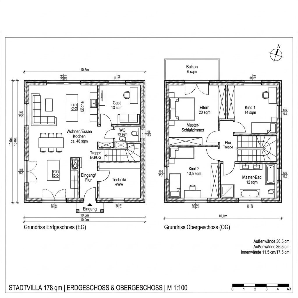 Stadtvilla Stadtvilla 178 von HELMA Eigenheimbau — Massivhaus mit rund 178 m²