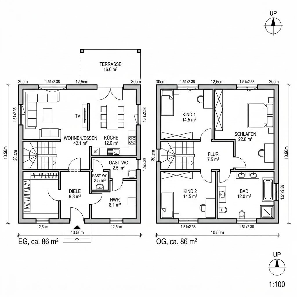 Stadtvilla Solitär Stadtvilla 172 von Keitel-Haus — Fertighaus mit rund 172 m²