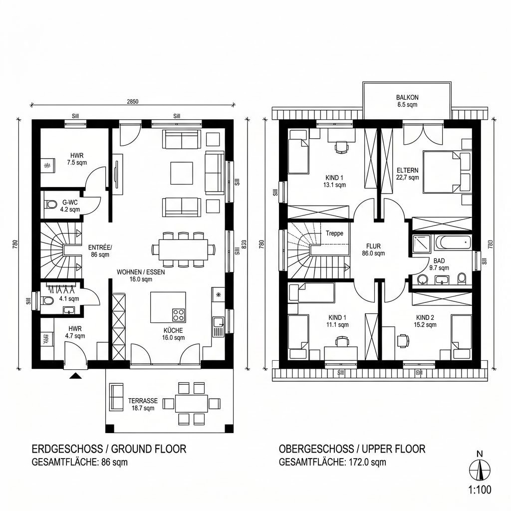 Stadtvilla Aurelio 172 von Kern-Haus — Massivhaus mit Walmdach und 172 m²