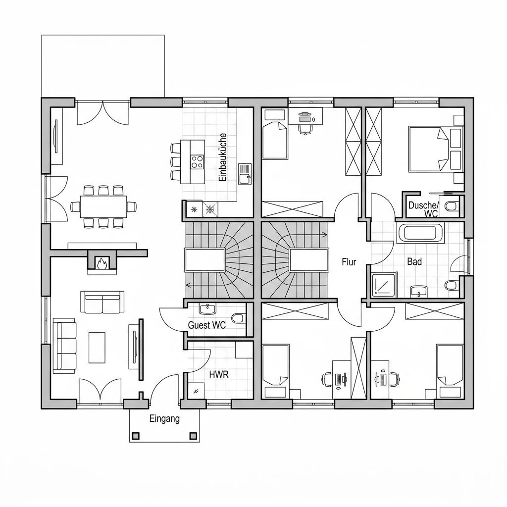 Grundriss Stadtvilla Signus – 154 m² Stadtvilla mit 5 Zimmern