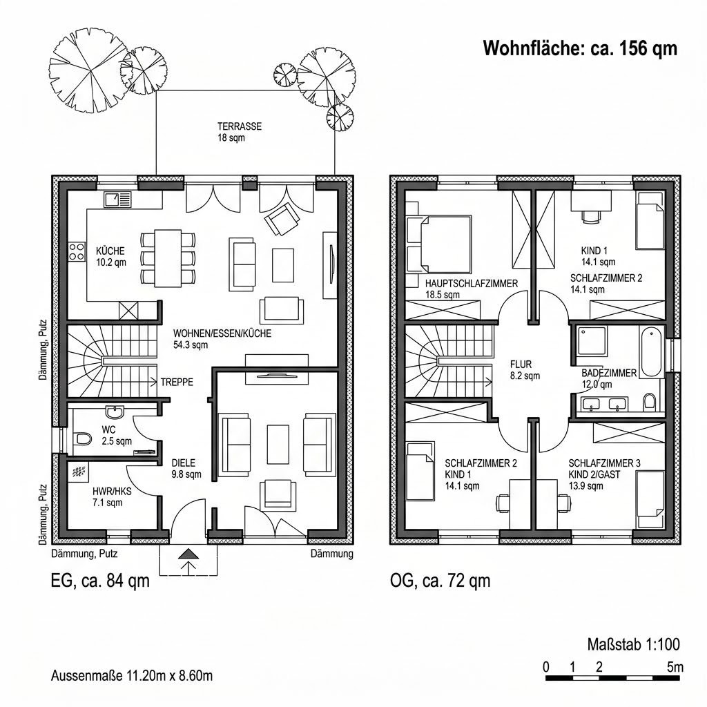 Stadtvilla Stadtvilla Solar 156 von Kitzlinger Haus — Holzfertighaus mit Zeltdach und Solartechnik