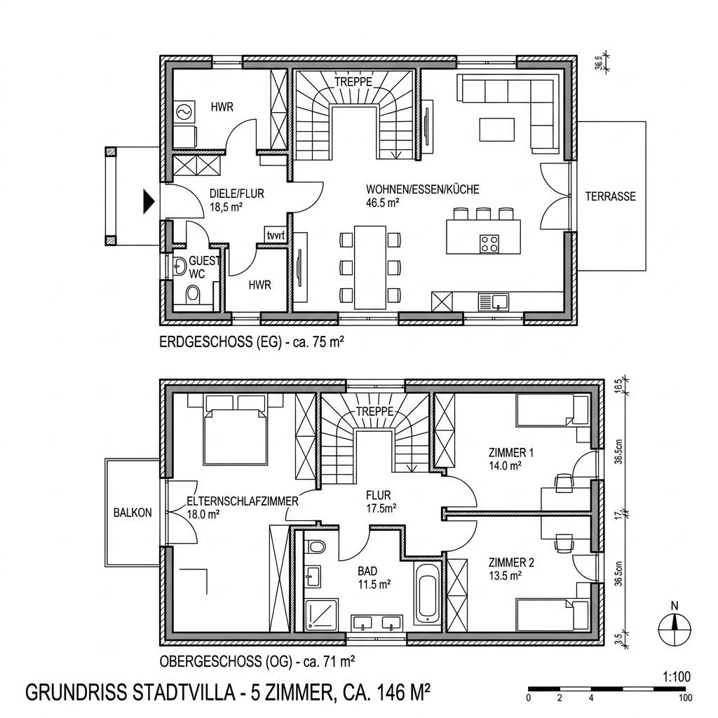 Stadtvilla ComfortStyle 11.02 W von Living Haus — Holztafelbau mit rund 146 m²