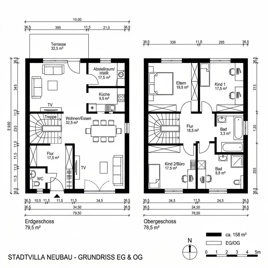 Stadtvilla ComfortStyle 12.03 W von Living Haus — Holztafelbau mit rund 158 m²