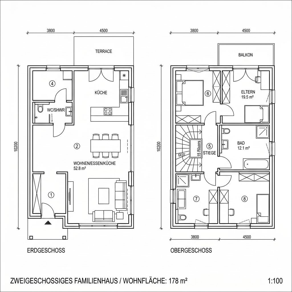 Stadtvilla Stadtresidenz Novara 178 von OKAL Haus — Holztafelbau mit Walmdach und rund 178 m²