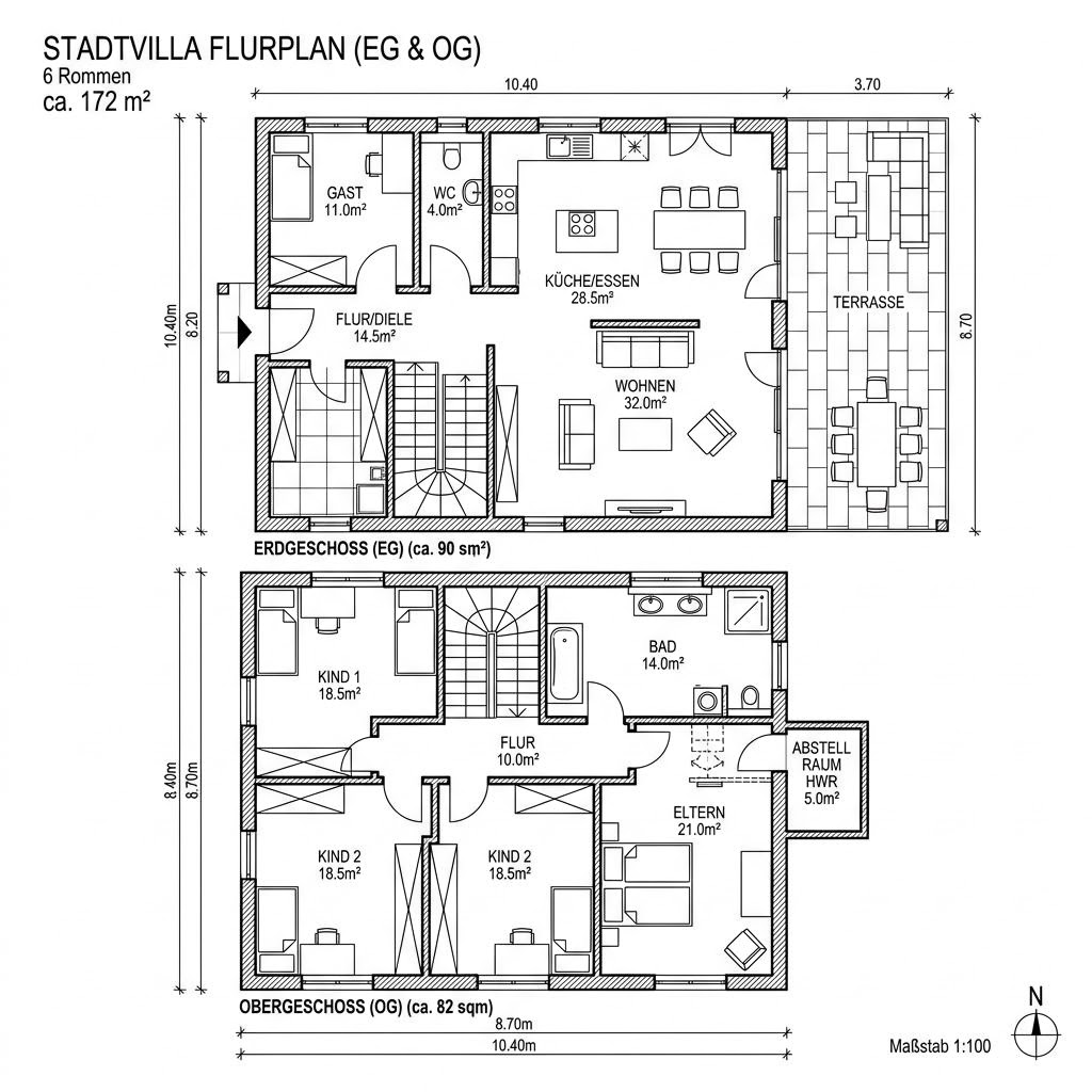 Stadtvilla Siena 172 von P & P Massivhaus — Massivhaus mit rund 172 m²