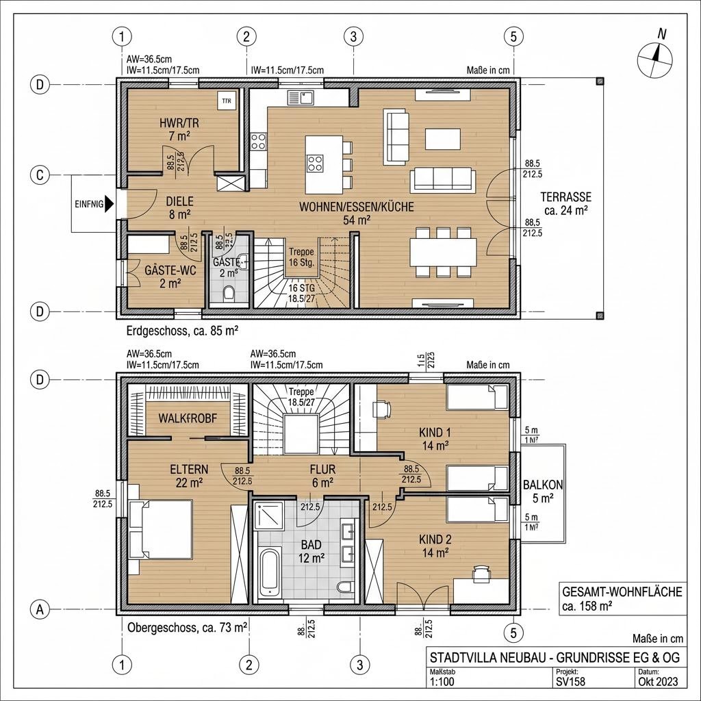 Stadtvilla Verona 158 von P & P Massivhaus — Massivhaus mit rund 158 m²
