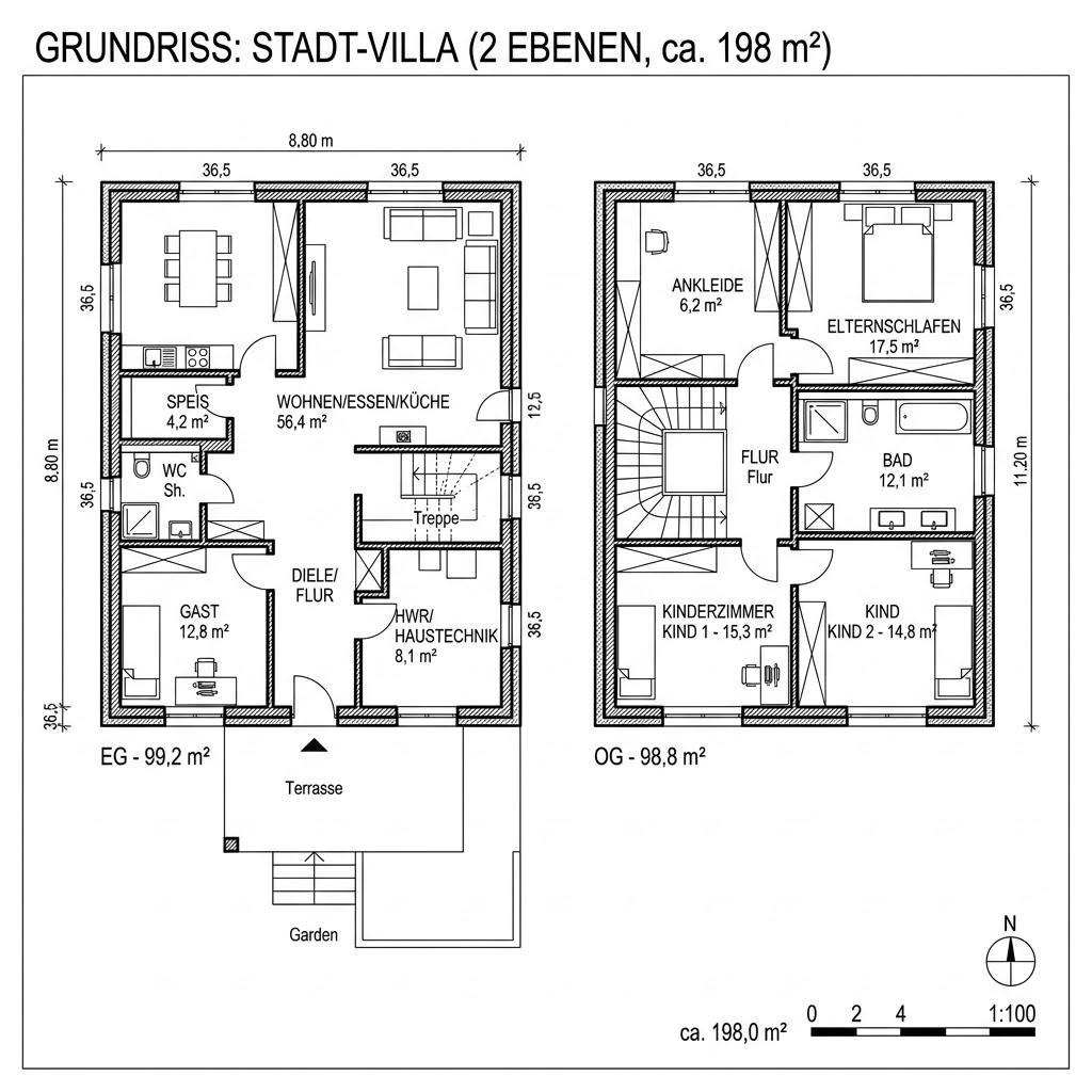 Stadtvilla Pro City 198 von ProHaus — Fertighaus mit rund 198 m²