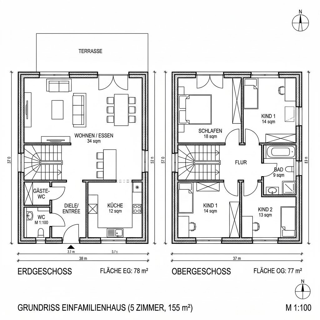 Stadtvilla Cubus 155 von TALBAU-Haus — kubische Holzstadtvilla mit Flachdach und 155 m²