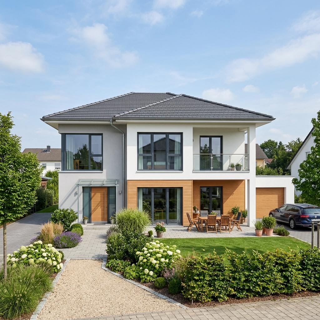 Vitalis 160 von TALBAU-Haus Stadtvilla Vitalis 160 von TALBAU-Haus — Holzstadtvilla mit Walmdach und 160 m²