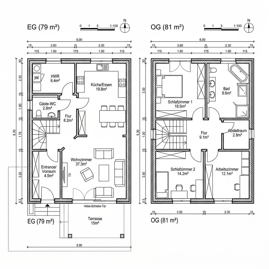 Stadtvilla Massiv 160 von Team Massivhaus — Massivhaus mit Walmdach