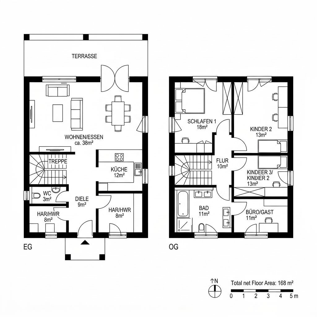 Stadtvilla Family Life Plus 168 von Vario-Haus Deutschland — Holztafelbau mit rund 168 m²