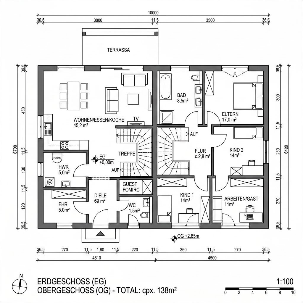 Stadtvilla EDITION B 138 von WEIOTT-Massiv-Haus — Massivhaus mit rund 138 m²