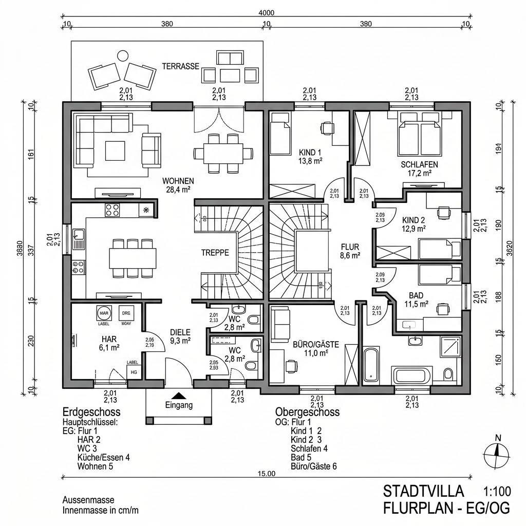 Stadtvilla EDITION D 156 von WEIOTT-Massiv-Haus — Massivhaus mit rund 156 m²