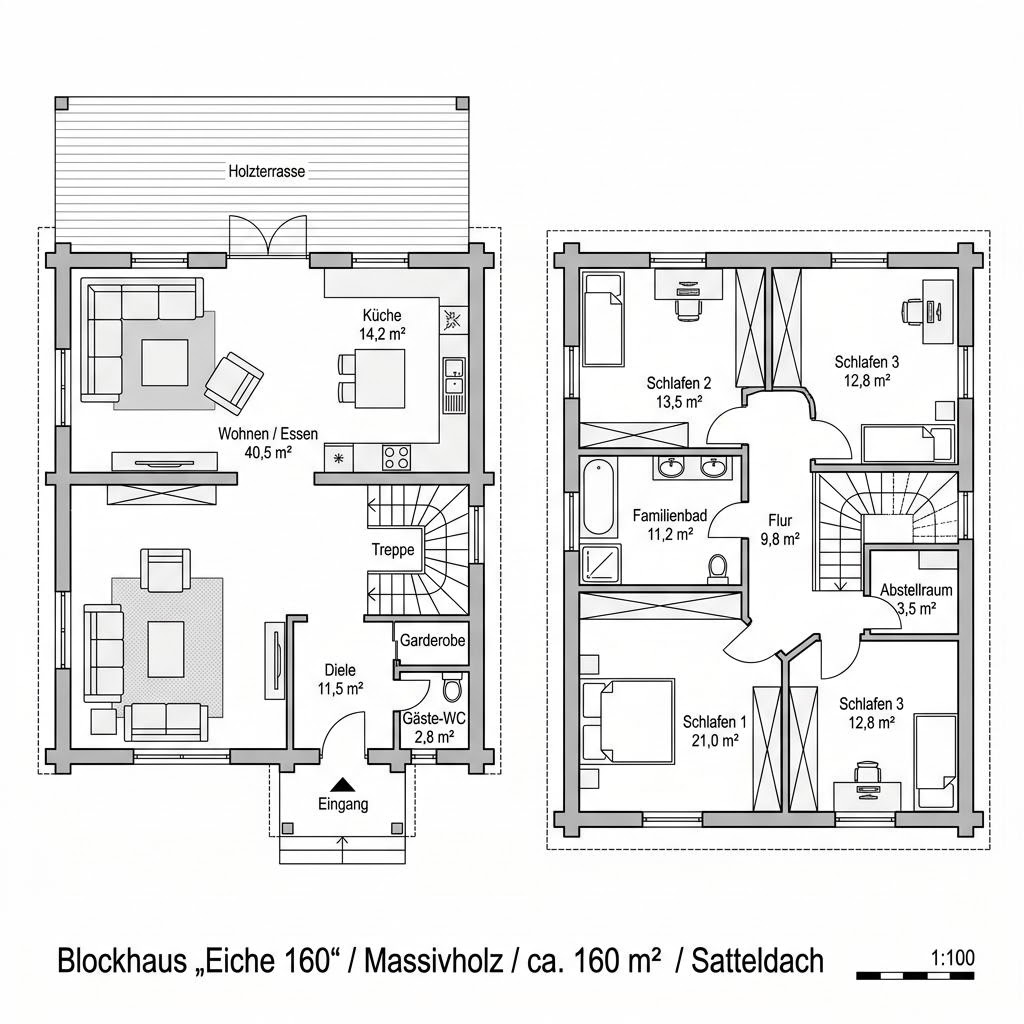 Grundriss Eiche 160 von Stommel Haus — 160 m², 6 Zimmer