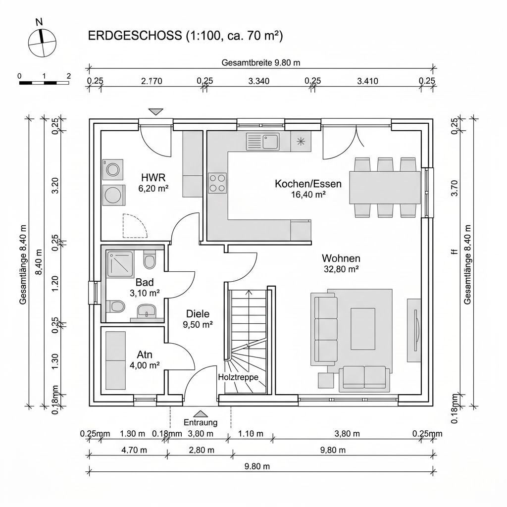Holzhaus Landhaus Nyborg 138 von Stommel Haus — Massivholzhaus mit Satteldach und 138 m²