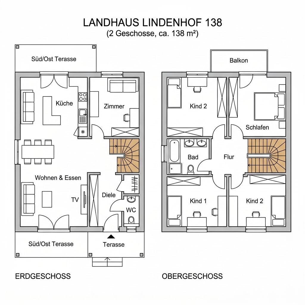 Grundriss Landhaus Lindenhof 138 von STREIF Haus — 138 m², 5 Zimmer