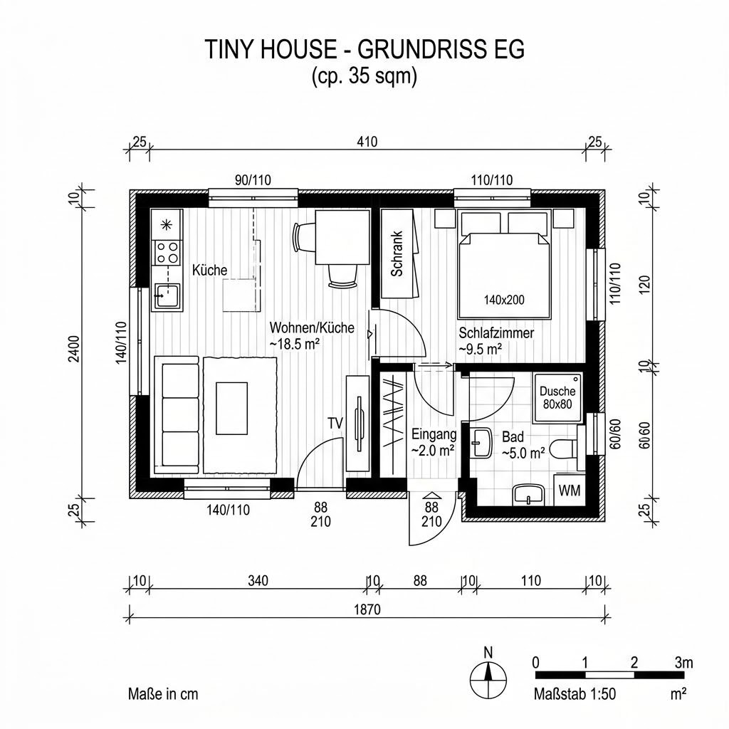 Tiny House Tiny Kust 35 von Dwellii House — Modulhaus mit rund 35 m²