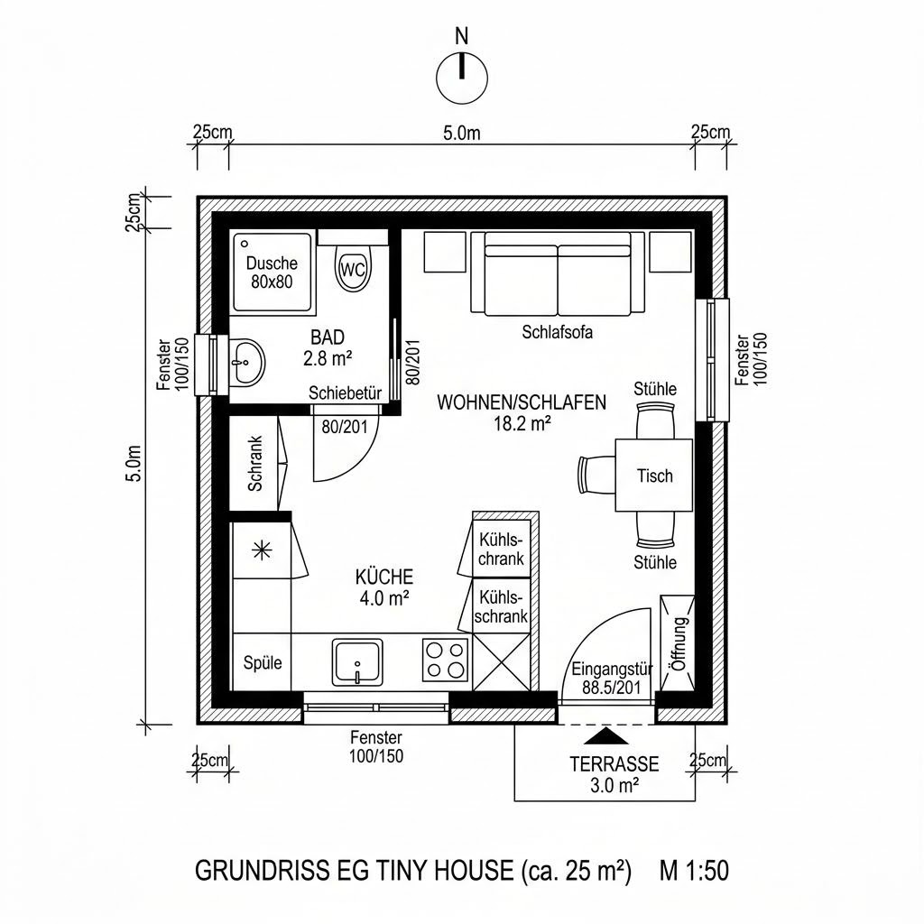 Tiny House Tiny Autark 25 von Wohnwagon — Massivholzbau mit rund 25 m²