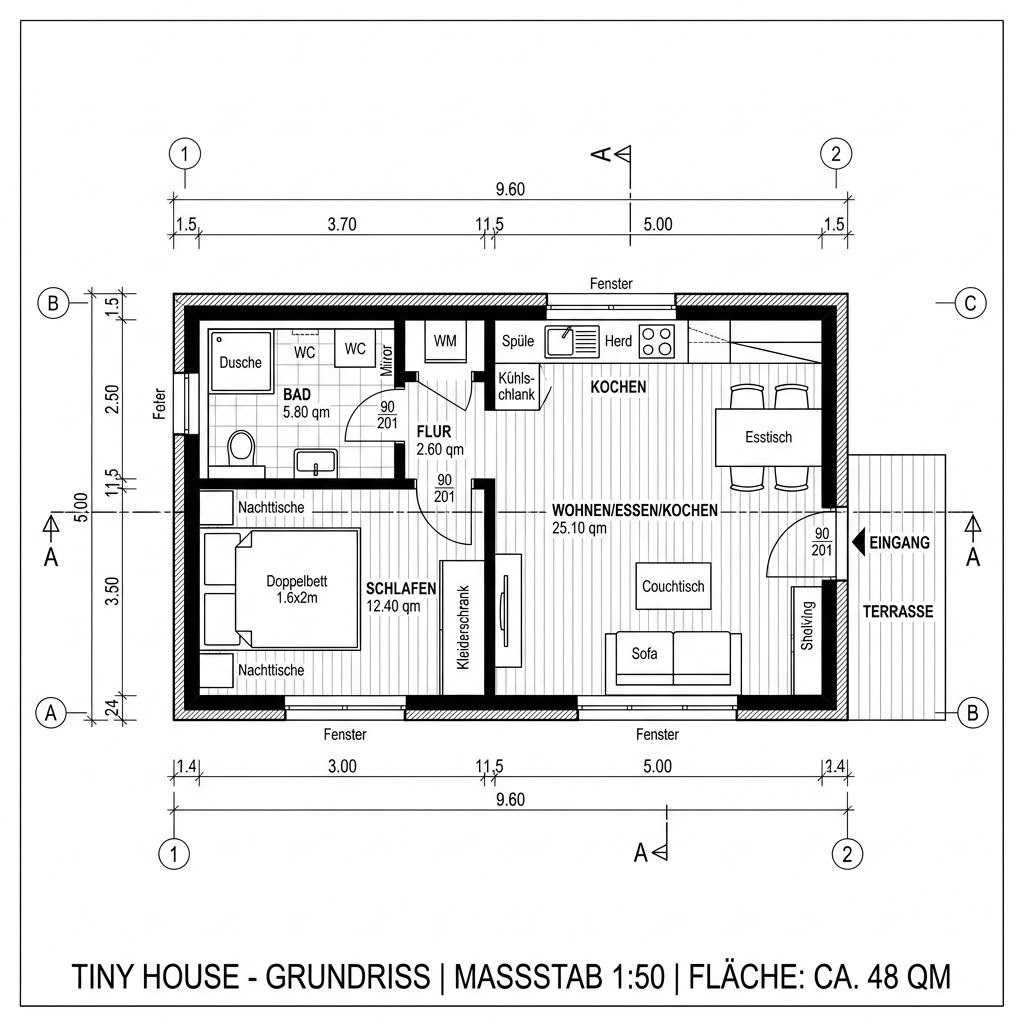 Tiny House Tiny Autark 48 von Wohnwagon — Massivholzbau mit rund 48 m²