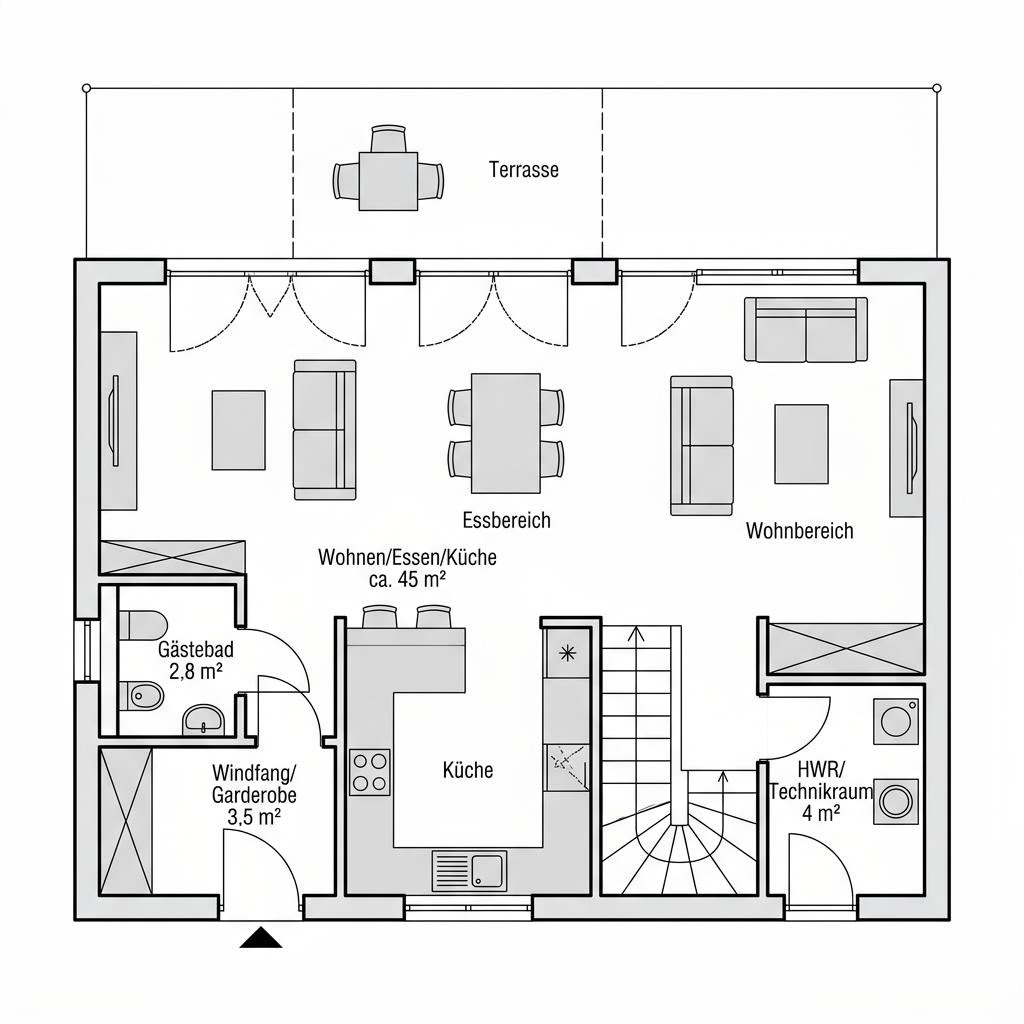 Grundriss Doppelhaus Mainz 128 – 128 m² Doppelhaus mit 5 Zimmern