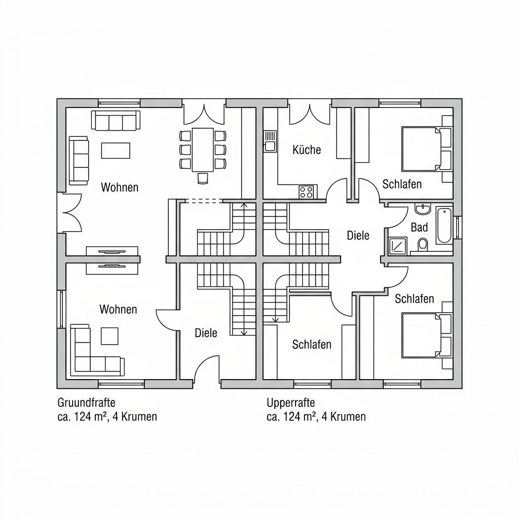 Grundriss Doppelhaus Weimar von Town & Country Haus Deutschland