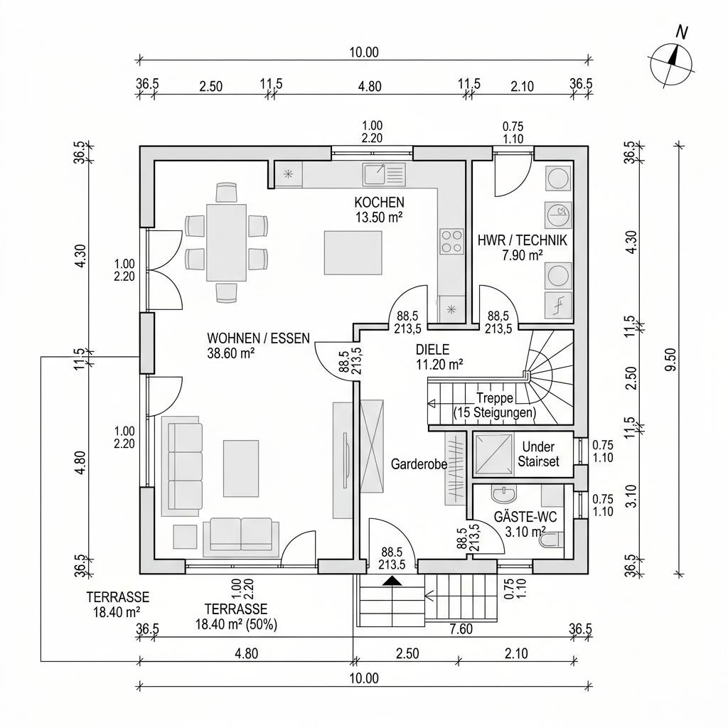 Stadtvilla Flair Zelt 113 von Town & Country Haus Deutschland mit Zeltdach — 113 m²