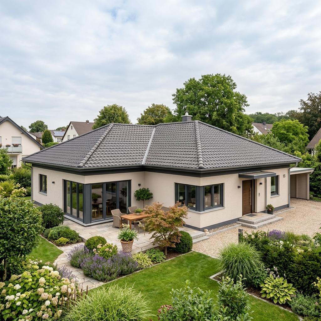 Winkelbungalow Familienwinkel 150 von Town & Country Haus Deutschland Winkelbungalow Familienwinkel 150 von Town & Country mit Walmdach — großer Massiv-Winkelbungalow mit 150 m²