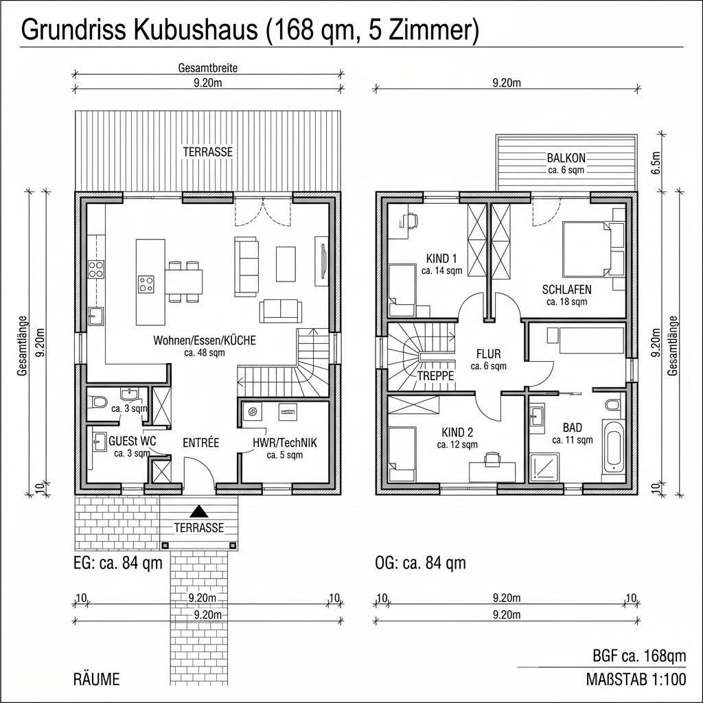 Kubushaus Kubushaus Cubo 168 von LEHNER HAUS — Fertighaus in Holztafelbau mit rund 168 m²